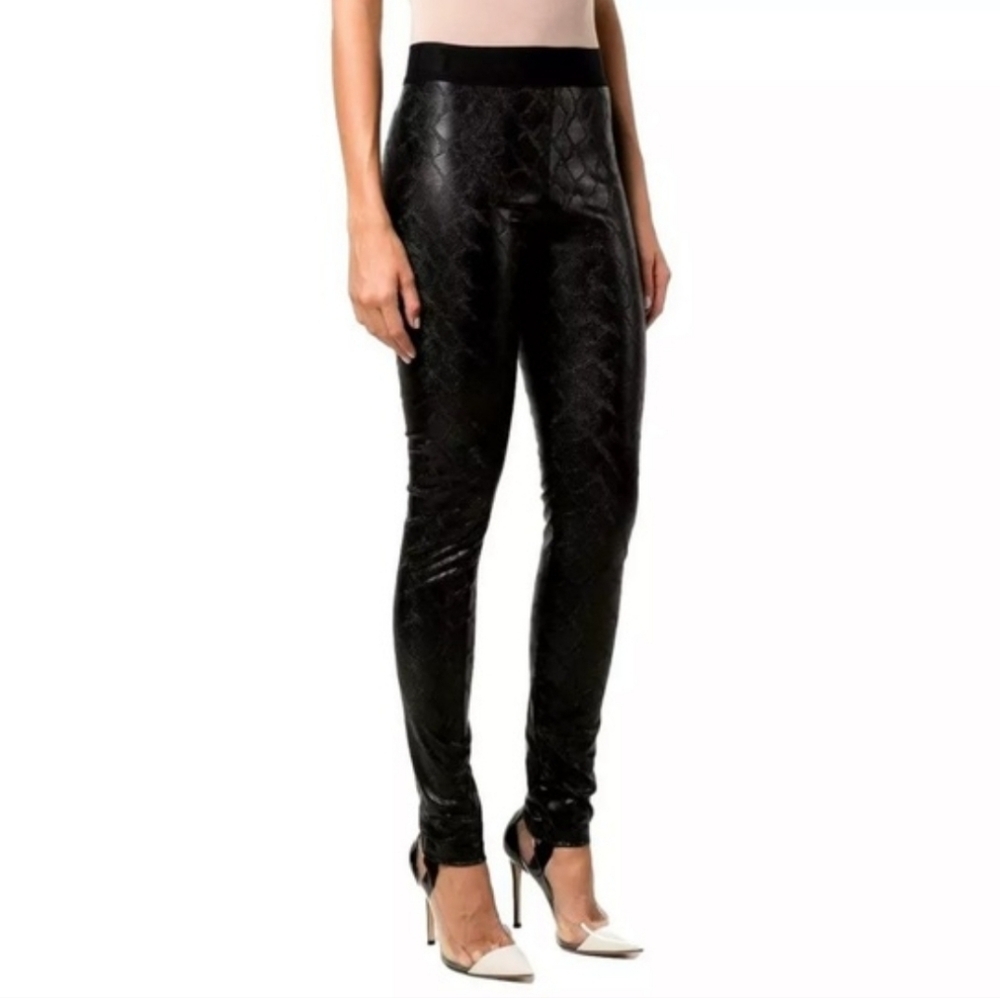 NWT $360 Just Cavalli Women's Black Snakeskin Print High Rise Leggings Pants 40